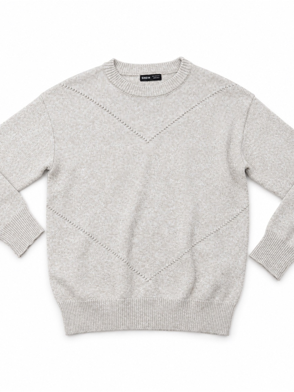 SHEIN Beige Oatmeal Knit Crewneck Sweater Size Large